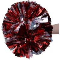 VGEBY1 Pom Pom Cheerleading, 2 Farben, Cheerleading-Poms, glitzernd, bunt, Cheerleader, zur Förderung des Sports (Silber + Rot)