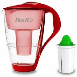 PearlCo Glas-Wasserfilter rot inkl. 1 Alkaline Filterkartusche