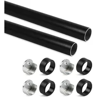 Emuca - Schrankstangen-Set Ø28, 750mm, Schwarz, Aluminium und Zamak,