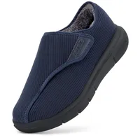 FitVille Hausschuhe Herren Winter Extra Weit Warm Gefüttert Reha-Schuh bei Fußschmerzen mit Dicker Sohle 49 EU X-Weit Blau - 49 EU X-Weit