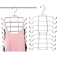 2 Pack Folding Platzsparende Kleiderbügel Closet Organizer Edelstahl Kleiderbügel Kleiderschrank Aufbewahrungsschrank für Tank Tops, Cami, BHS (Silver+Black A, 2)