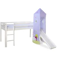 Homestyle4u Hochbett 90x200 Weiß Lila 1557