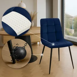 CLP Esszimmerstuhl Tilde Samt blau 4er Set