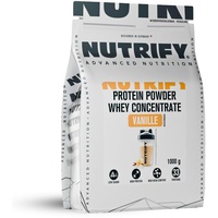 NUTRIFY Whey Protein Pulver Vanille– Ideal für Muskelaufbau und Diät, 23g Protein/Portion, Hervorragende Löslichkeit, Zuckerarm, Proteinkonzentrat Eiweißpulver Concentrate, 33 Portionen, 1kg