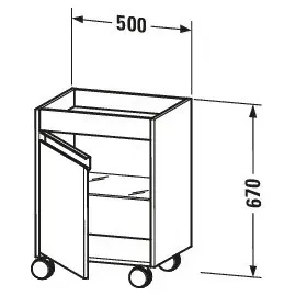 Duravit Ketho Rollcontainer Tür links, weiß matt