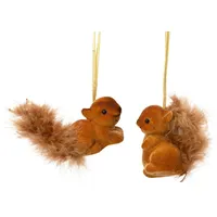 Kaemingk Christbaumschmuck Eichhoernchen Kunststoff 4 cm braun Beflockt 2er Set