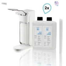 Blanc HYGIENIC SET: Armhebelspender Blanc UNIVERSAL + Haut- und Händedesinfektion SET, 2 Flaschen à 500 ml