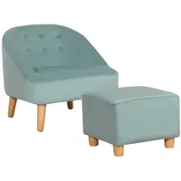 Homcom Kindersessel mit Fußhocker Samtoptik Eukalyptusholz 51 x 51 x 50 cm