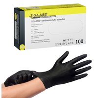 Nitrilhandschuhe puderfrei schwarz black Tiga 100 Stück Größe: Medium Einmalhandschuhe Nitril Einweg- Handschuhe ohne Latex