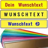 1 Stück Fun Kennzeichen 52cm x 11cm mit Wunschtext Individuell Wunschkennzeichen Wunschprägung Namens Kennzeichen Aluminium Namensschild | Individuelles Fun-Kennzeichen (gelb)