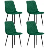 Home Collective Esszimmerstuhl Wohnzimmerstuhl Stuhl mit Velours-Sitz (ergonomisch, ideal für Wohnzimmer, Büro, Schlafzimmer oder Esszimmer), maximale Belastung: 120 kg, grün mit schwarzen Metallbeinen 4er Set grün
