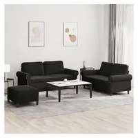 VidaXL 3-tlg. Sofagarnitur mit Kissen Schwarz Samt