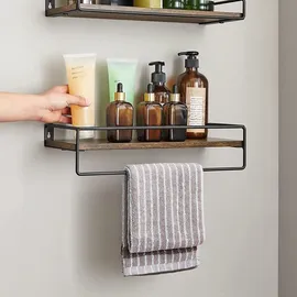 VASAGLE Wandboard 2 tlg. vintagebraun-schwarz 60 x 20 x 10 cm