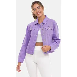 Jeansjacke CIPO & BAXX "Jeansjacke", Damen, Gr. XL, lila, 100% Baumwolle, unifarben, casual, regular fit normal, Langarm Manschette, Jacken, Mit praktischen Brusttaschen, WJ212