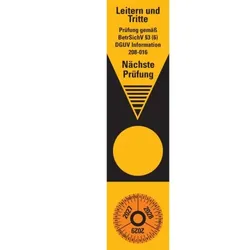 Dreifke® Aufkleber | Grundetikett Prüfung gemäß BetrSichV §3(6),DGUV Information,27-29,Folie,50x200mm
