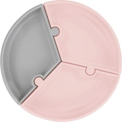Minikoioi, Kindergeschirr + Kinderbesteck, Teilbare Dreifach-Saugnapf-Puzzleplatte
