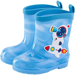 Generisch Gummistiefel für Jungen und Mädchen Leichte Kindergummistiefel, Kleinkind-Regenstiefel, wasserdichte Stiefel Astronauten, Tier-Cartoon-Muster-Gummistiefel - 28 EU