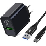 USB Ladegerät Quick Charge 3.0 Schnellladegerät für Samsung Galaxy A51 A71 A52S 5G S10 Plus S9,Note 10 20,A04S A02S A03S M12 A21S A30S A20E M23 M33 M32,18W Netzteile Ladeadapter/Ladestecker+2M Kabel