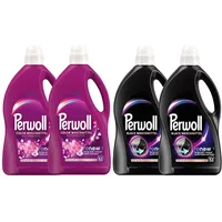 PERWOLL Flüssig-Set 4x 52 Waschladungen (208WL) 2x Black & 2x Color Blütenrausch, Feinwaschmittel-Set reinigt sanft und erneuert Farben und Fasern, mit Dreifach-Renew-Technologie