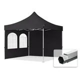 TOOLPORT 3x3m Aluminium Faltpavillon PROFESSIONAL 3x3 m mit 2 Seitenteile, schwarz - (600164)