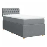 vidaXL Boxspringbett mit Matratze Hellgrau 100x200 cm Stoff