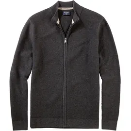 Olymp Strickjacke OLYMP, Herren, Gr. XXL, grau (anthrazit), Strick, Obermaterial: 100% Baumwolle, regular fit, Rippbündchen, Strickjacken Strickjacke, Stehkragen, regular fit