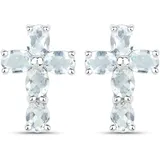 vira jewels Ohrstecker Vira Jewels Silber 925 rhodiniert mit Aquamarin-Steinen weiß 1,5