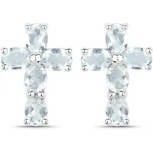 vira jewels Ohrstecker Vira Jewels Silber 925 rhodiniert mit Aquamarin-Steinen weiß 1,5
