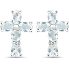 vira jewels Ohrstecker Vira Jewels Silber 925 rhodiniert mit Aquamarin-Steinen weiß 1,5