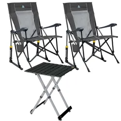 Set GCI Tisch Camp Table 20 & 2 Schaukelstühle RoadTrip Rocker Dark Charcoal