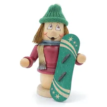 Schweda Kuhnert Erzgebirge - Wichtel Räuchermann,-figur,-männchen 15cm - Snowboarder
