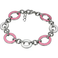 Amello Oval Armband Edelstahl rosa/weiß  ESAG01P Größe onesize