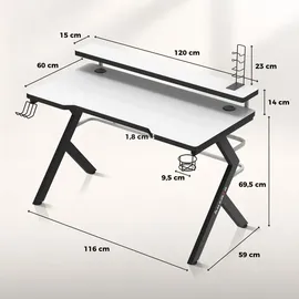huzaro Gaming-Tisch Hero 5.0 Weiß