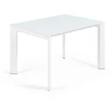 Kave Home Esstisch mit Auszug Atta 120/180 x 80 cm Glas Weiß 120