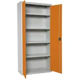 Proregal Stahlschrank Metall 100x180x40 cm Orange-Grau 4 Fachböden