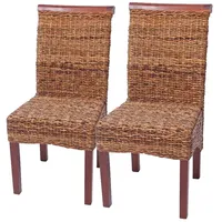 Mendler 2er-Set Esszimmerstuhl Korbstuhl M45 Stuhl Bananengeflecht ~ hell,