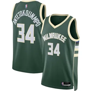 Giannis Antetokounmpo Milwaukee Bucks NBA Kinder Jugend 8-20 Green Icon Edition Swingman Jersey, Grün , 10-12 - 10-12
