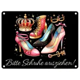speecheese Schuhe ausziehen Metallschild in 15x20 cm mit Spruch Bitte Schuhe ausziehen Eingangsbereich-Deko Gastfreundlich Sauberkeit Willkommensschild Zuhause