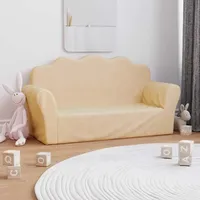 Kindersofa 2-sitzer Creme Weicher Plüsch