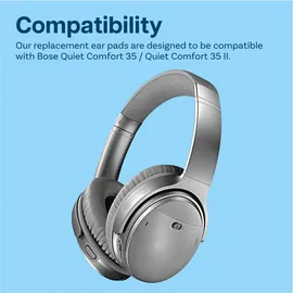 MMobiel Ersatz Ohrpolster für Bose QC35/QC35 II - Memory PolyurethanErsatz Ohrpolster - Grau – Grau