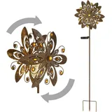 bmf-versand Windrad Metall Garten Solar Solarleuchte Solarlampe Windspiel Rost Optik