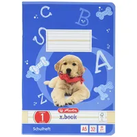 Herlitz Schulheft x.book A5, Lineatur 1, 1. Klasse, 32 Blatt, 5 Stück