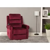 Mendler Fernsehsessel HWC-K63, Relaxsessel, Liegefunktion Aufstehhilfe Massage Heizfunktion, Stoff 220g/m2 Chenille ~ bordeaux
