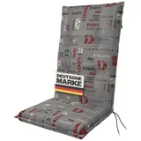 Gardissimo Hochlehnerauflage Hochlehnerauflage 1112 Gartenstuhl Auflagen Kissen Polster Hochlehner, (1 St., 1 Auflage), für Hochlehner-Stühle UV-beständig inkl. Bindebänder und Halteband grau