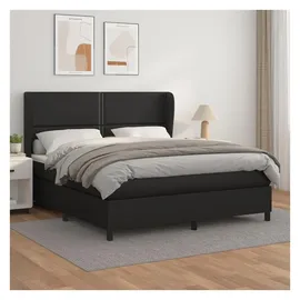 vidaXL Boxspringbett mit Matratze Schwarz 180x200 cm Kunstleder