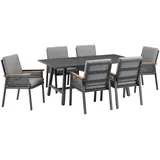 Konifera Garten-Essgruppe KONIFERA "Edessa, TOPSELLER", braun (dunkelgrau, braun, anthrazit,), Aluminium, Sitzmöbel-Sets, Tischplatte aus Alu-Lamellen,Armlehne mit Seilgeflecht&Noonwood-Latten