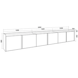 SKRAUT HOME Lowboard 309x50x35 cm Beige Holzwerkstoff