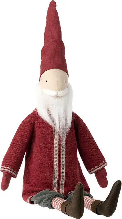 Maileg Santa Stoffpuppe 85 cm Weihnachtsfigur Rot-Weiß Baumwolle - Detailverliebtes Design, Kuschelweich