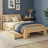Homestyle4u Holzbett 90 x 200 cm Braun