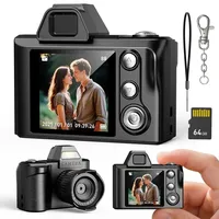 Mini Digitalkamera für Kinder, 2,4" 1080P HD Retro Kamera, 64 GB Speicher – Fotokamera Spielzeug, Geschenk für Jungen & Mädchen ab 3 Jahren - Schwarz